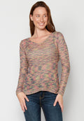 Jersey de punto de cuello pico fluido para mujer | moda actual
