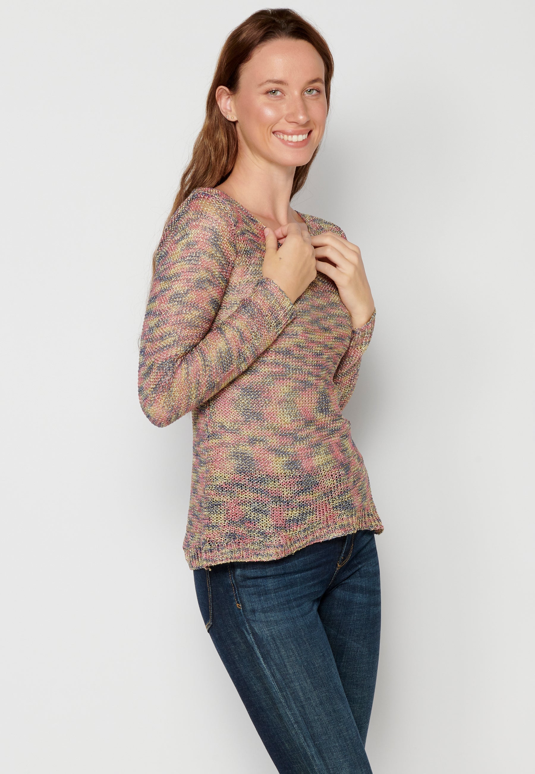 Jersey de punto de cuello pico fluido para mujer | moda actual