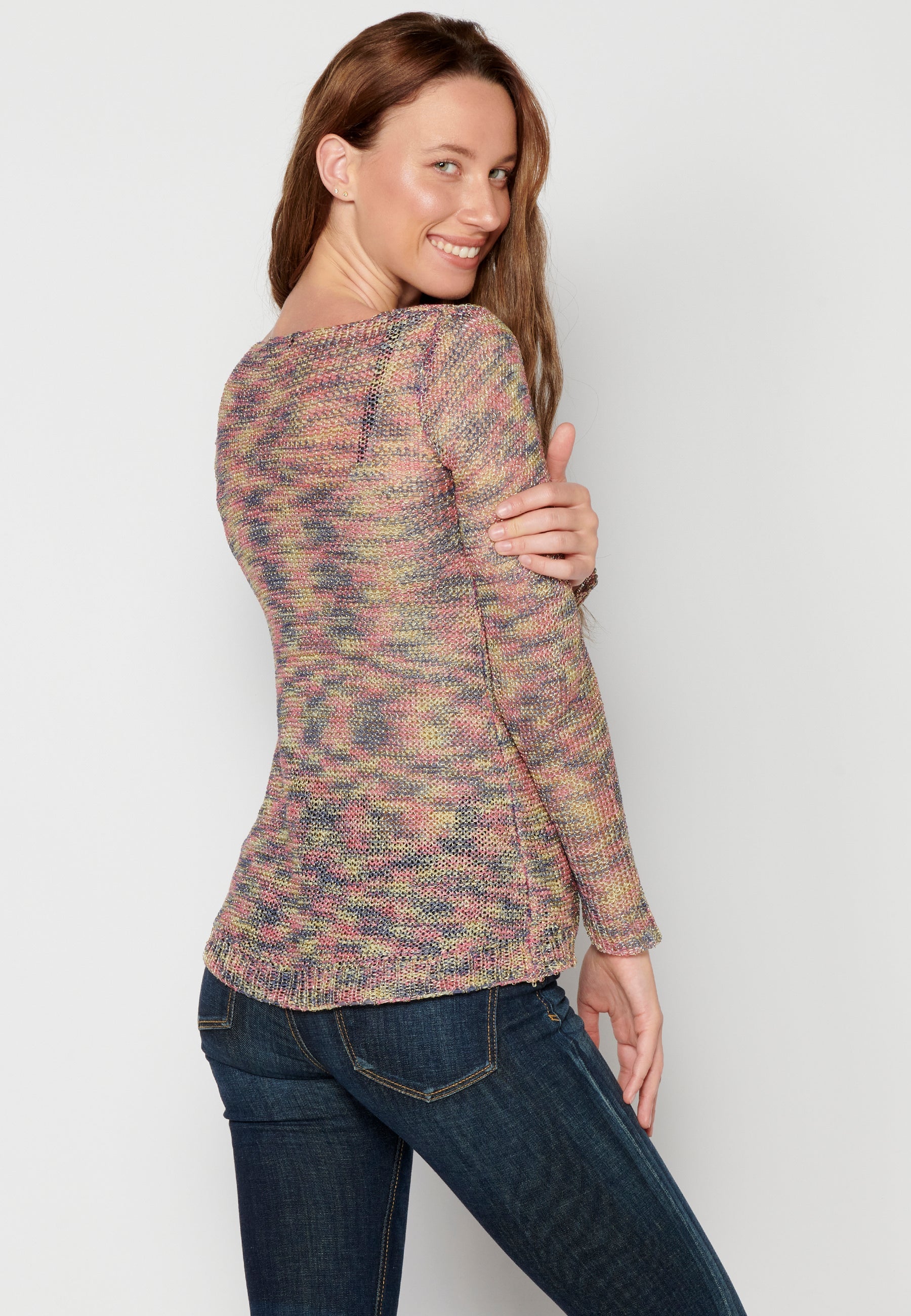 Jersey de punto de cuello pico fluido para mujer | moda actual