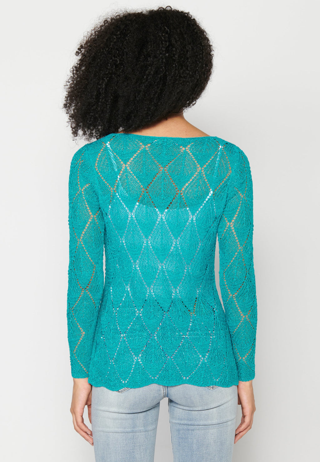 Jersey de punto fluido con calados para mujer | moda actual
