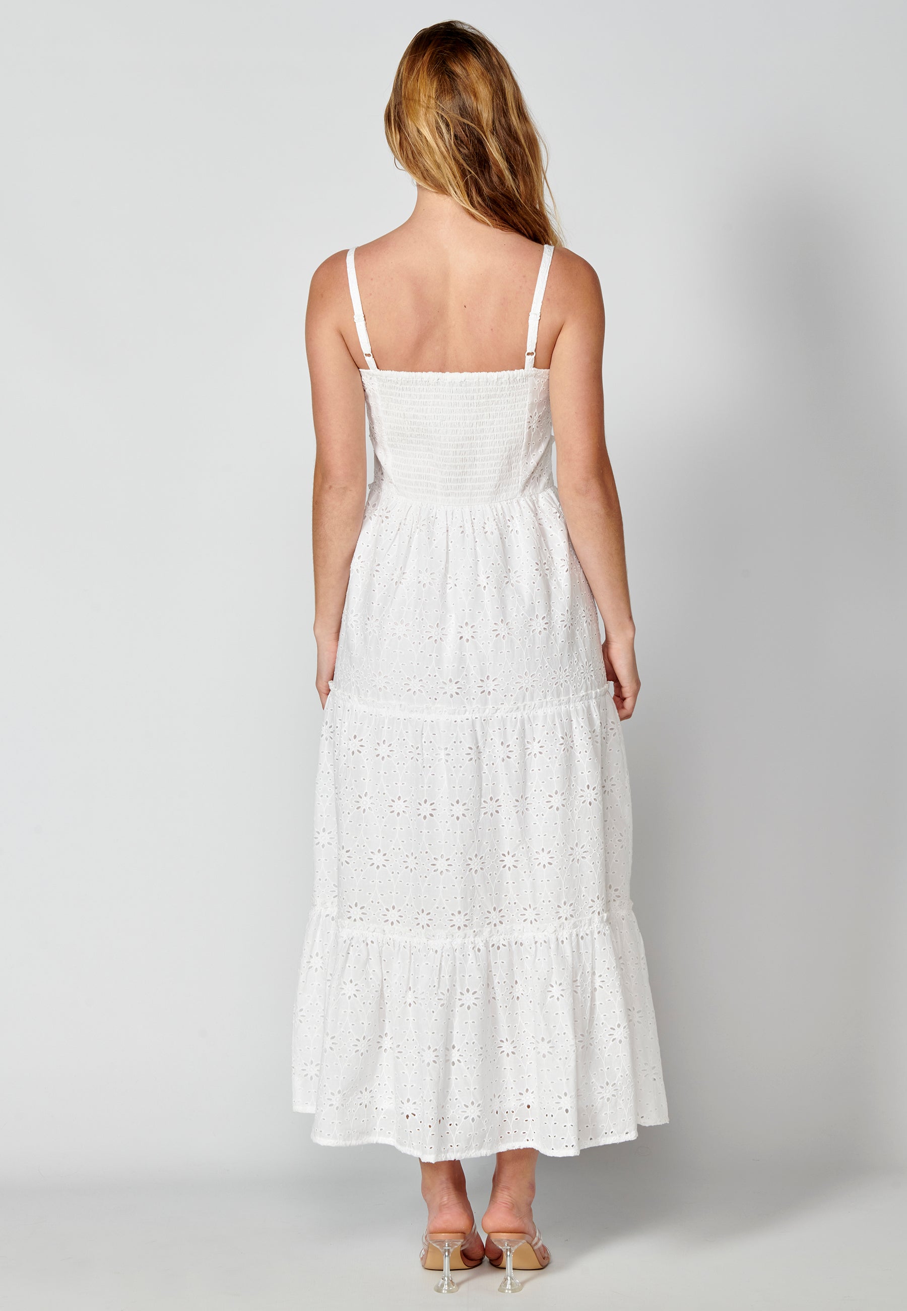 Vestido largo de tirantes de algodón para mujer | moda actual
