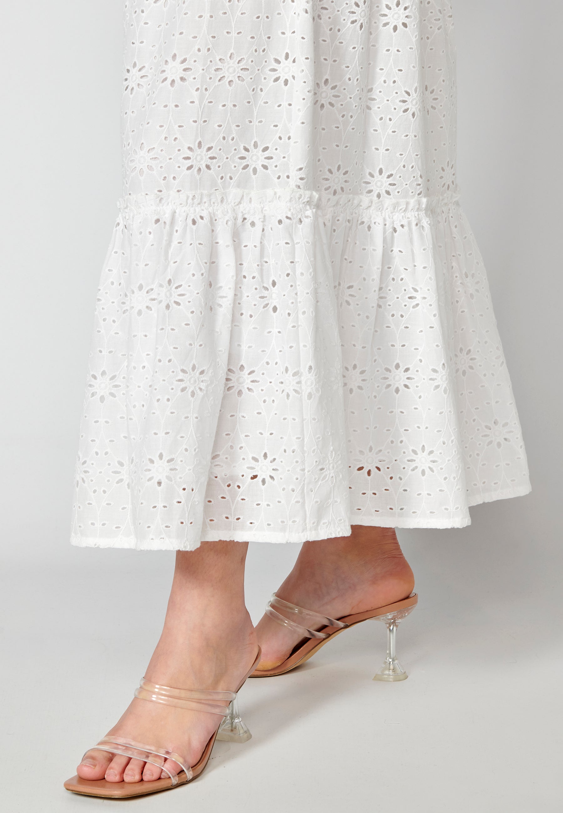 Vestido largo de tirantes de algodón para mujer | moda actual