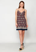 Vestido de tirantes ajustables. con escote de pico y estampado étnico floral | estilo y comodidad