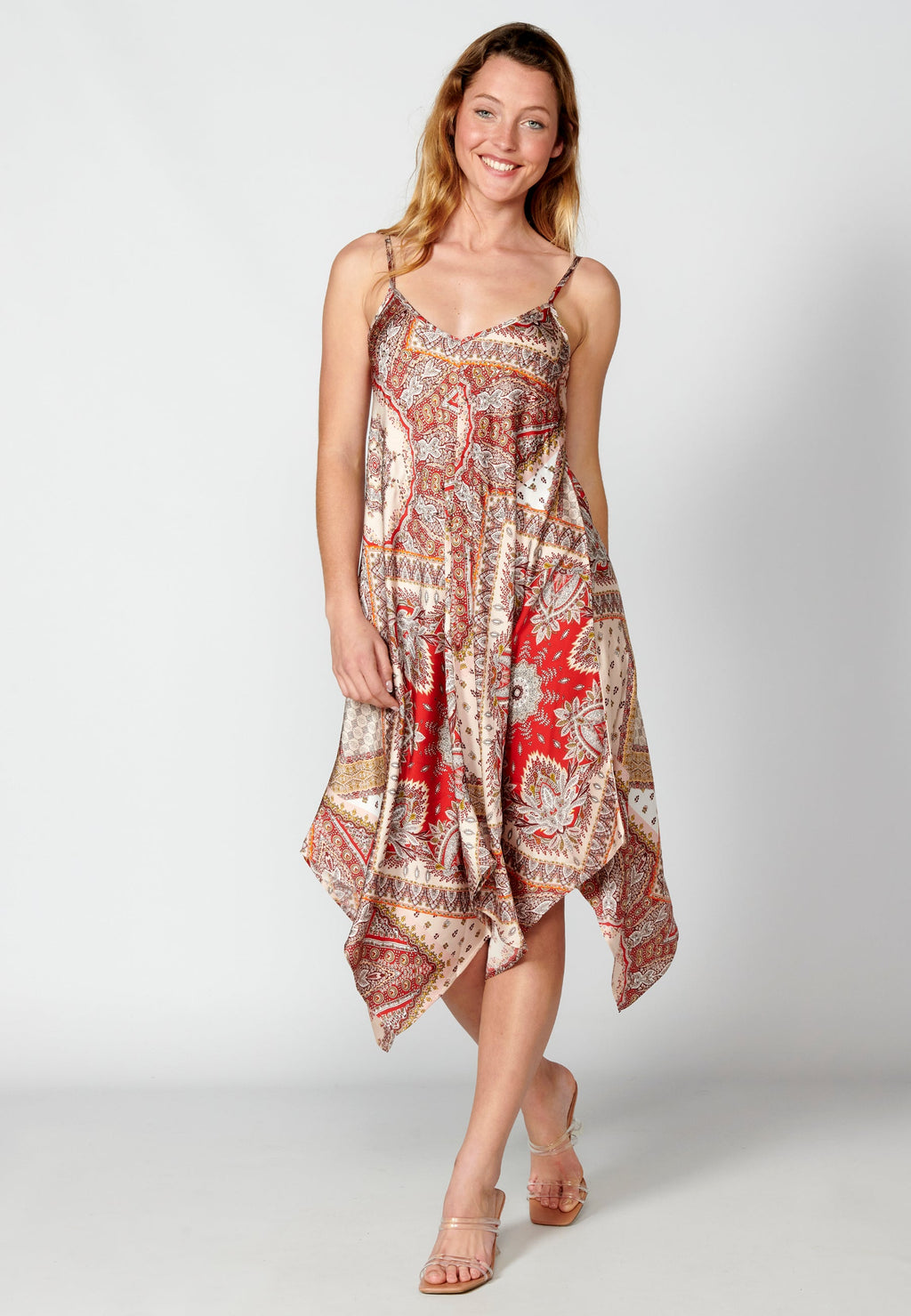 Vestido largo holgado de tirantes con estampado floral para mujer | moda actual