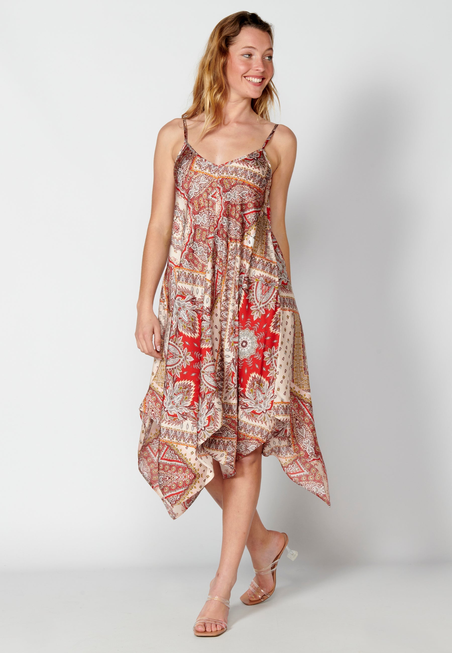 Vestido largo holgado de tirantes con estampado floral para mujer | moda actual