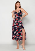 Vestido largo con abertura lateral estampado floral para mujer | moda actual