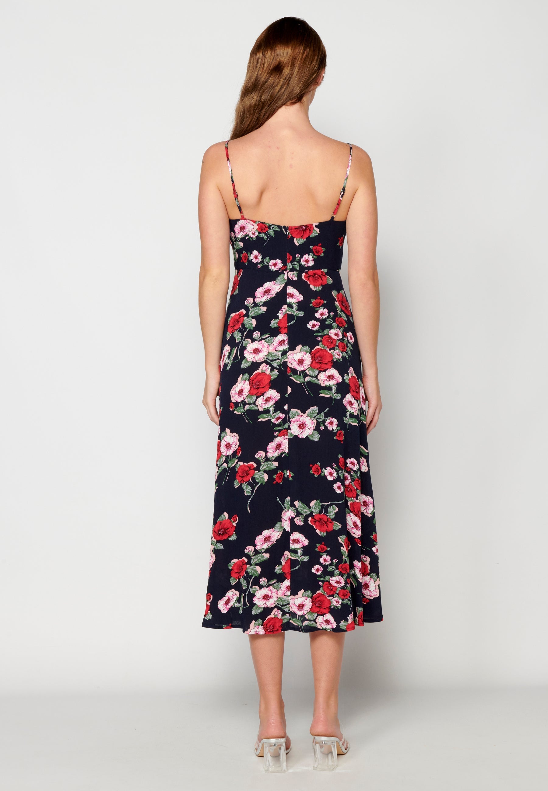 Vestido largo con abertura lateral estampado floral para mujer | moda actual