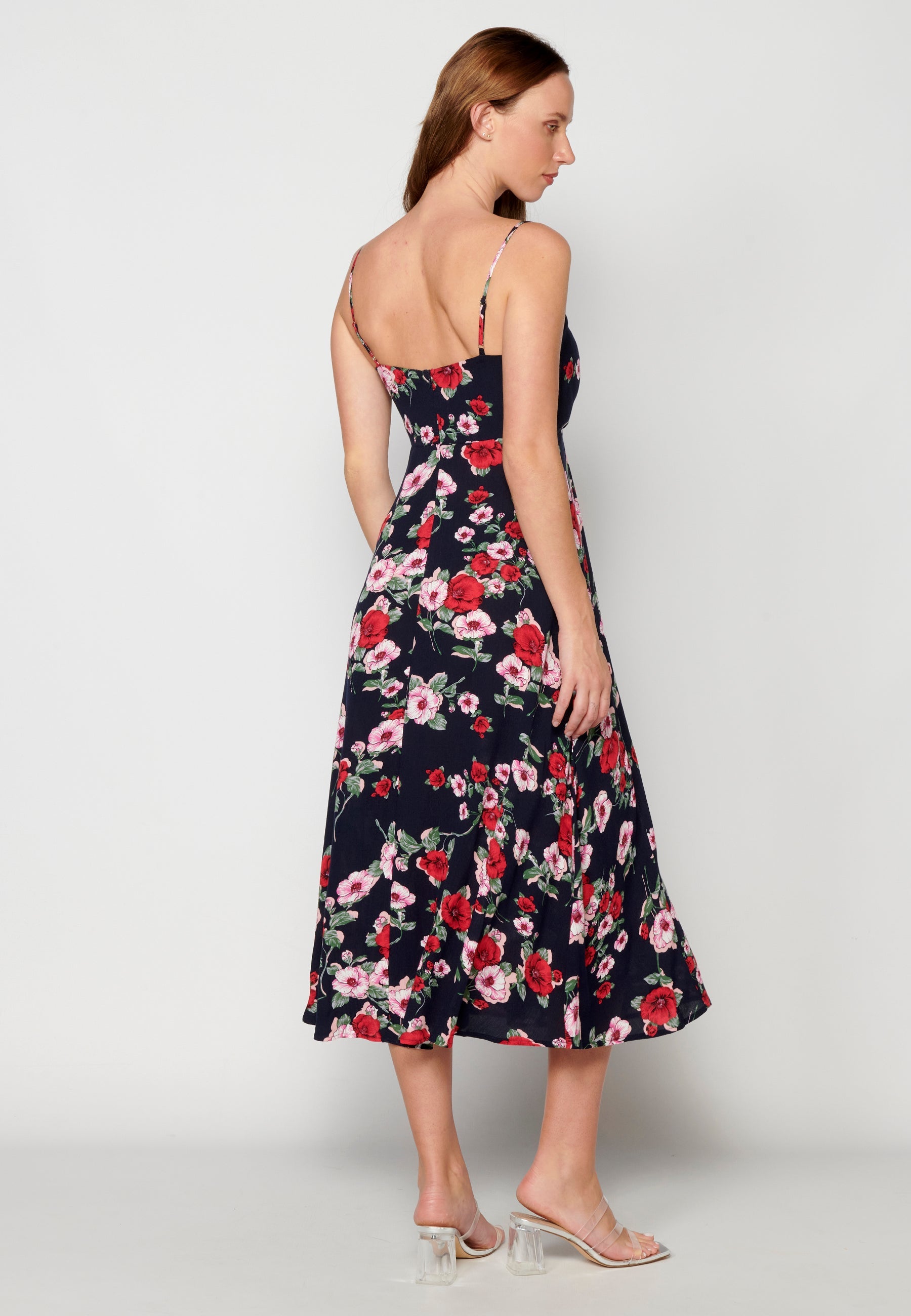 Vestido largo con abertura lateral estampado floral para mujer | moda actual