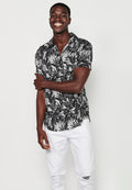 Camisa Hombre Manga Corta Estampado Tropical Cuello Cubano Viscosa – Koroshi 2411CC36