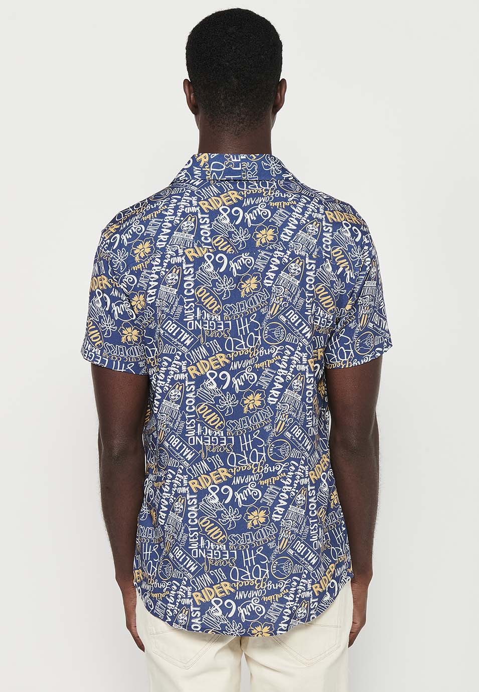Camisa Hombre Manga Corta Estampado All-Over Viscosa – Koroshi 2411CC37