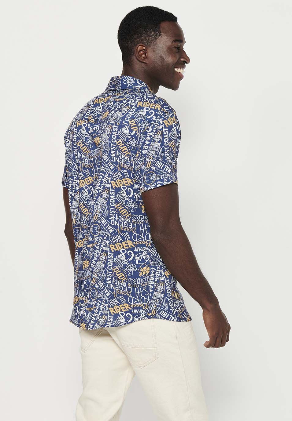 Camisa Hombre Manga Corta Estampado All-Over Viscosa – Koroshi 2411CC37