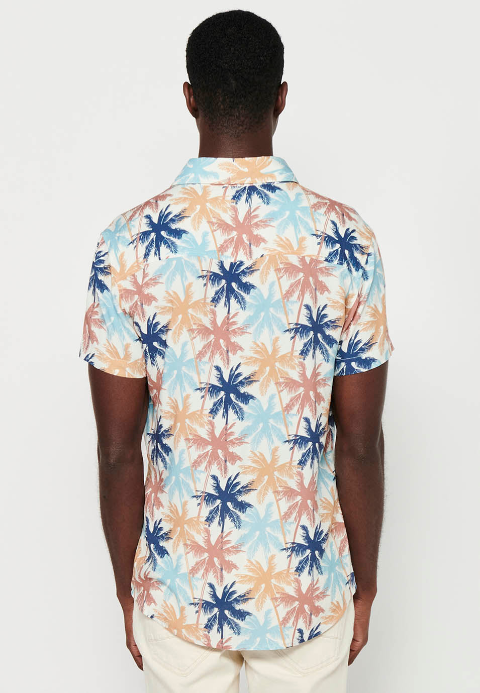 Camisa Hombre Manga Corta Estampado All-Over Viscosa – Koroshi 2411CC37