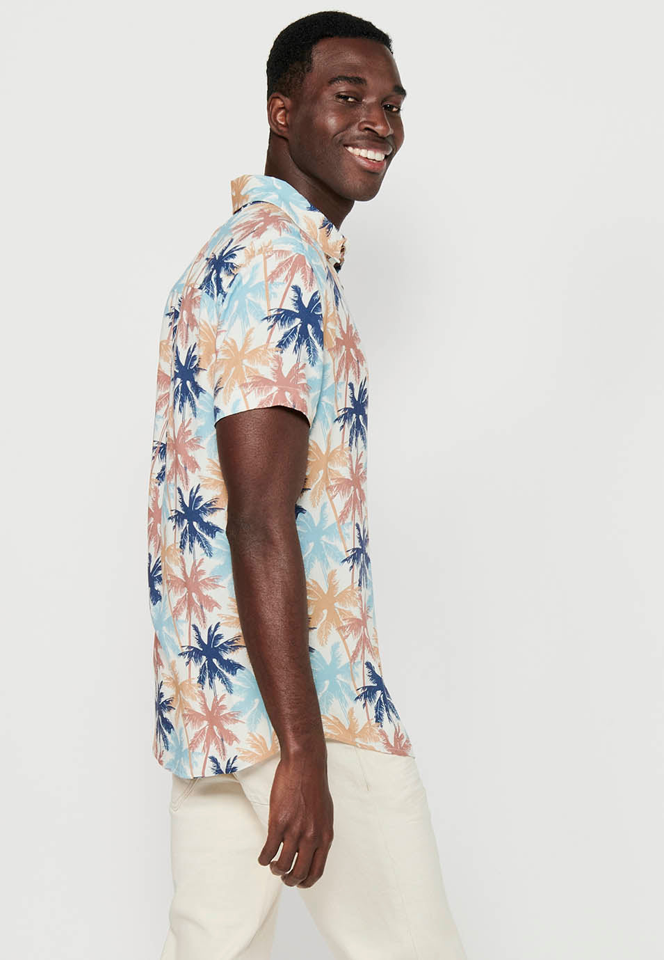 Camisa Hombre Manga Corta Estampado All-Over Viscosa – Koroshi 2411CC37