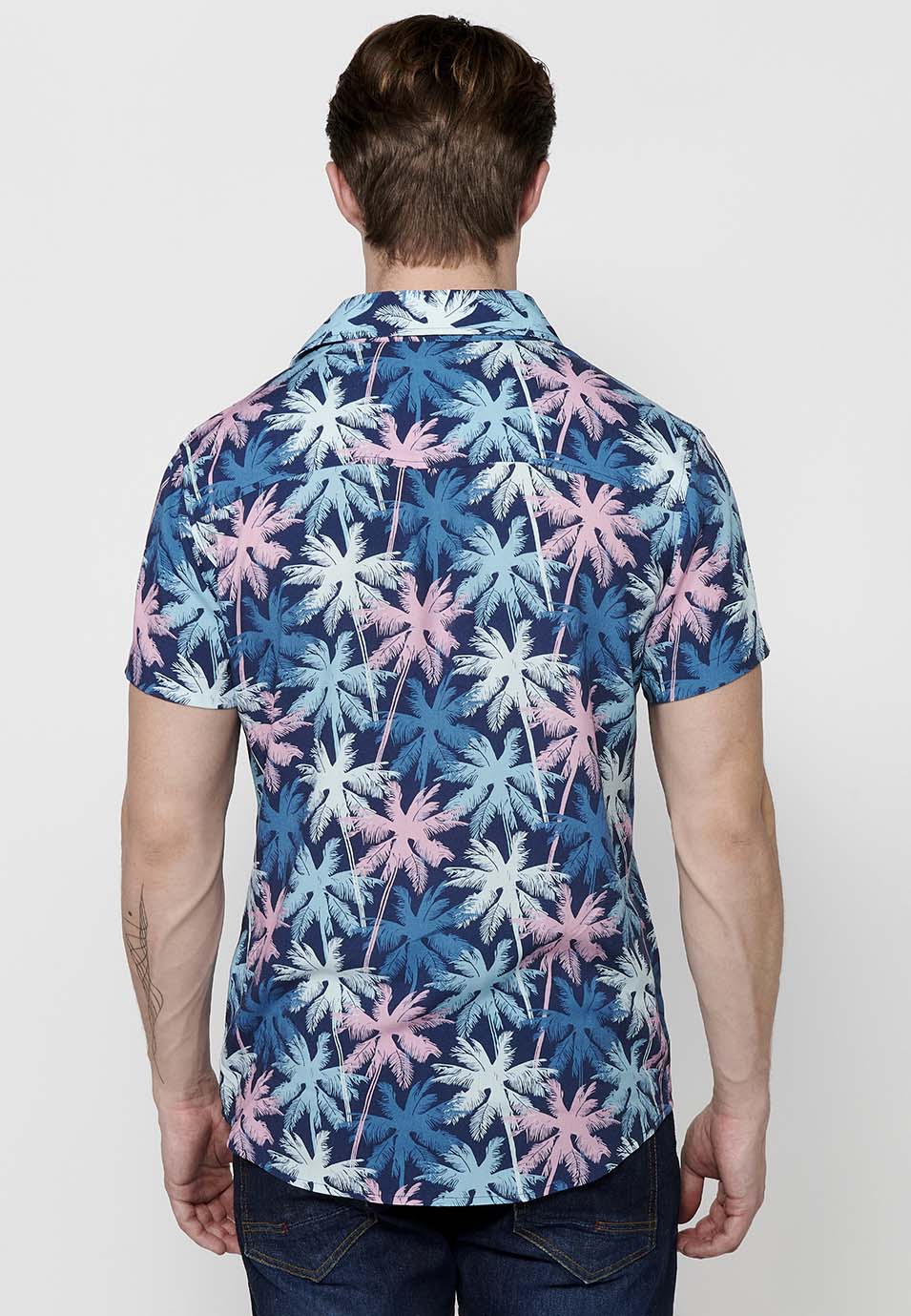 Camisa Hombre Manga Corta Estampado All-Over Viscosa – Koroshi 2411CC37