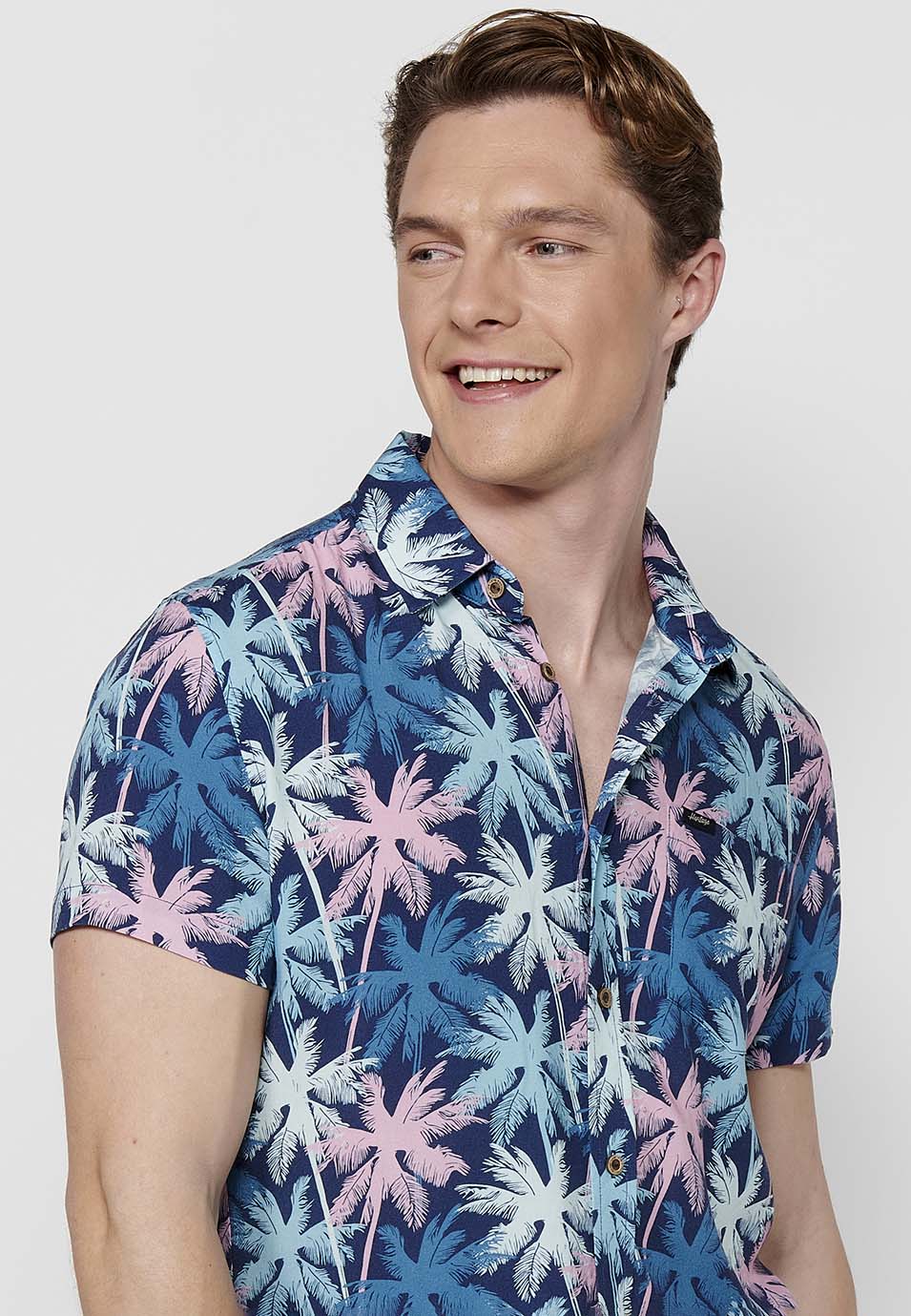 Camisa Hombre Manga Corta Estampado All-Over Viscosa – Koroshi 2411CC37
