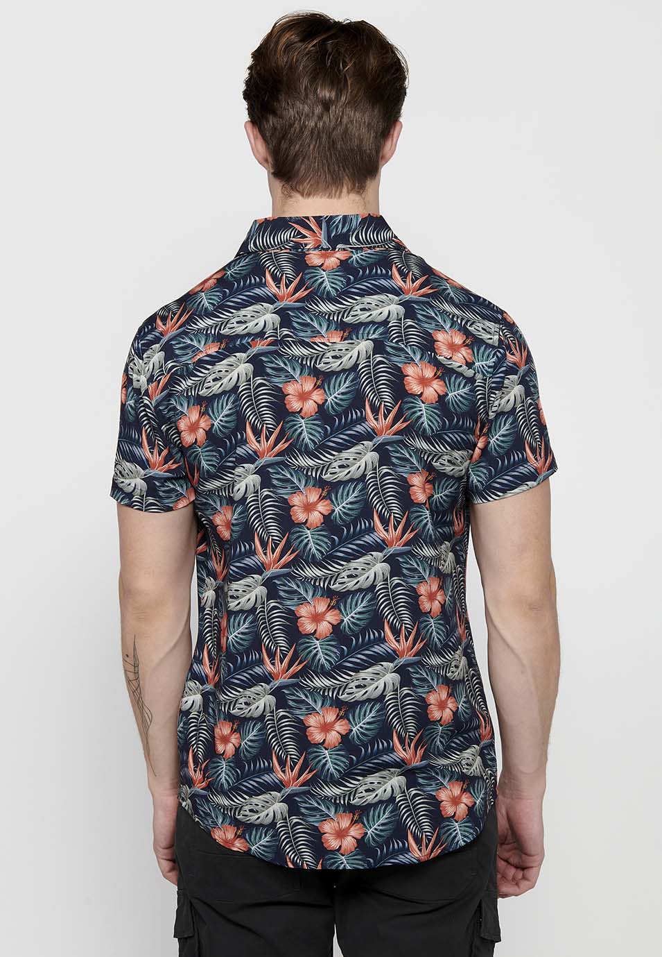 Camisa Hombre Manga Corta Estampado All-Over Viscosa – Koroshi 2411CC37