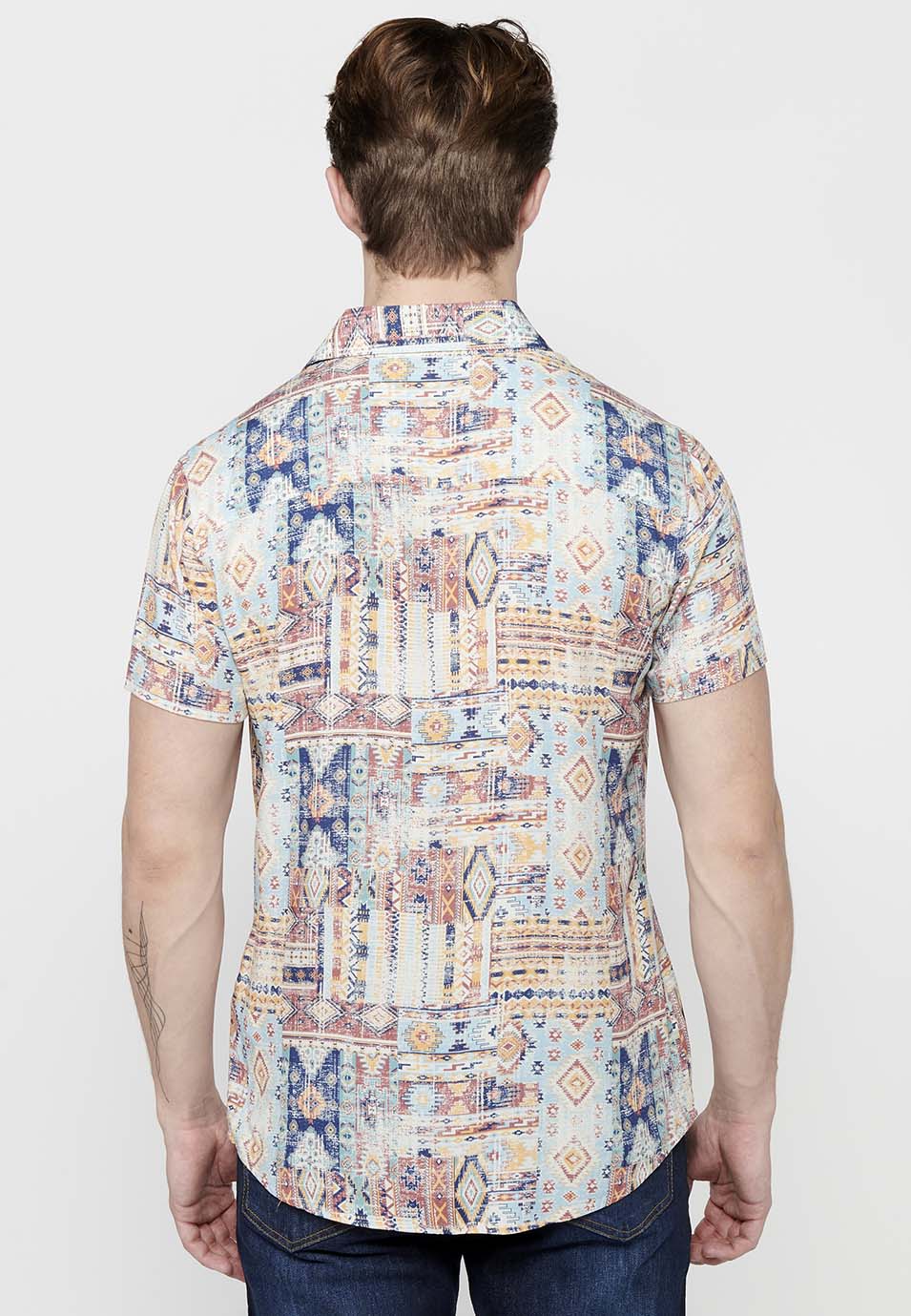 Camisa Hombre Manga Corta Estampado All-Over Viscosa – Koroshi 2411CC37