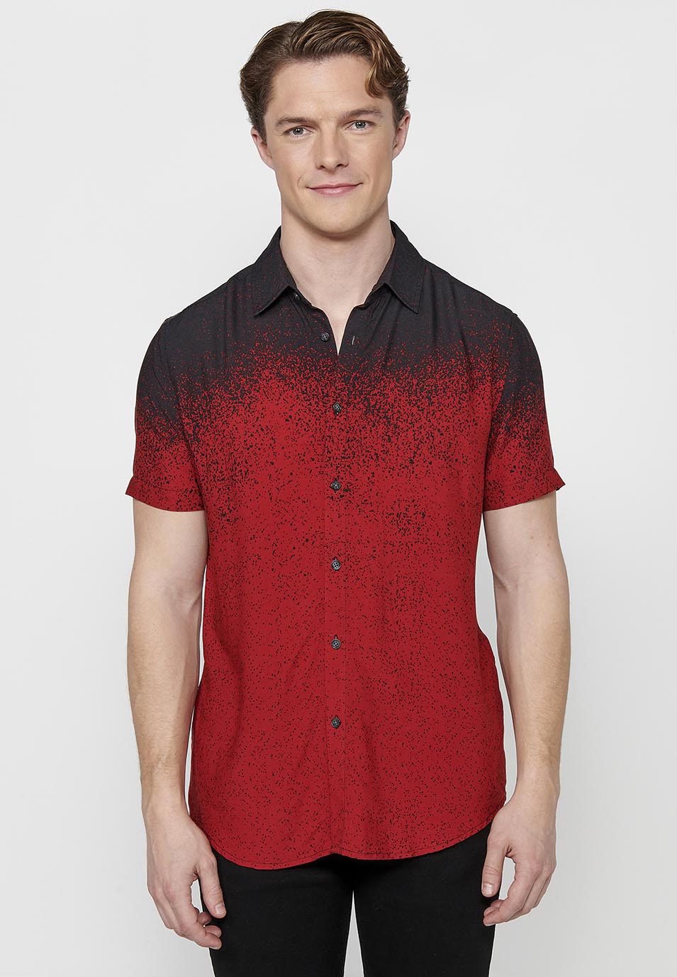 Camisa Hombre Manga Corta Estampado Degradado Viscosa – Koroshi 2411CC41