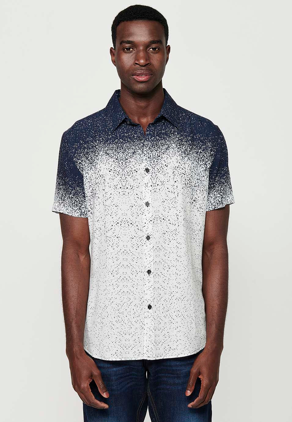 Camisa Hombre Manga Corta Estampado Degradado Viscosa – Koroshi 2411CC41