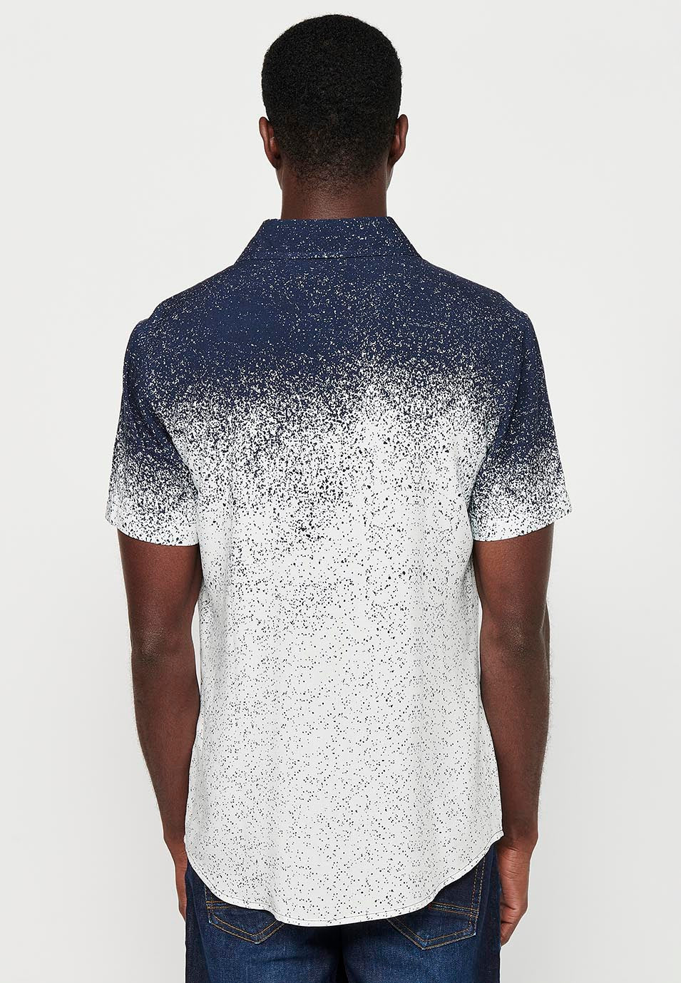 Camisa Hombre Manga Corta Estampado Degradado Viscosa – Koroshi 2411CC41