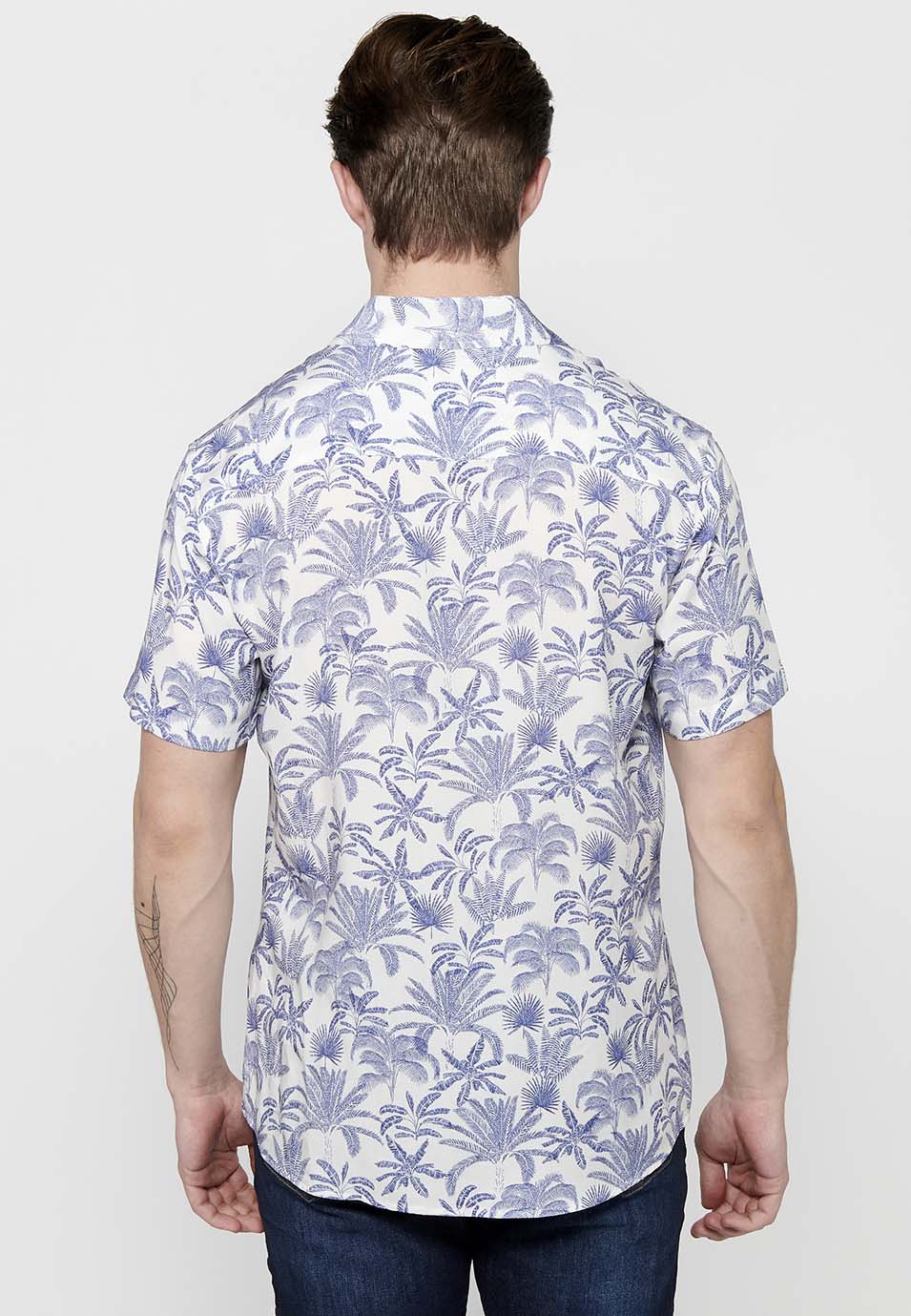 Camisa Hombre Manga Corta Estampado Palmeras Viscosa – Koroshi 2411CC44