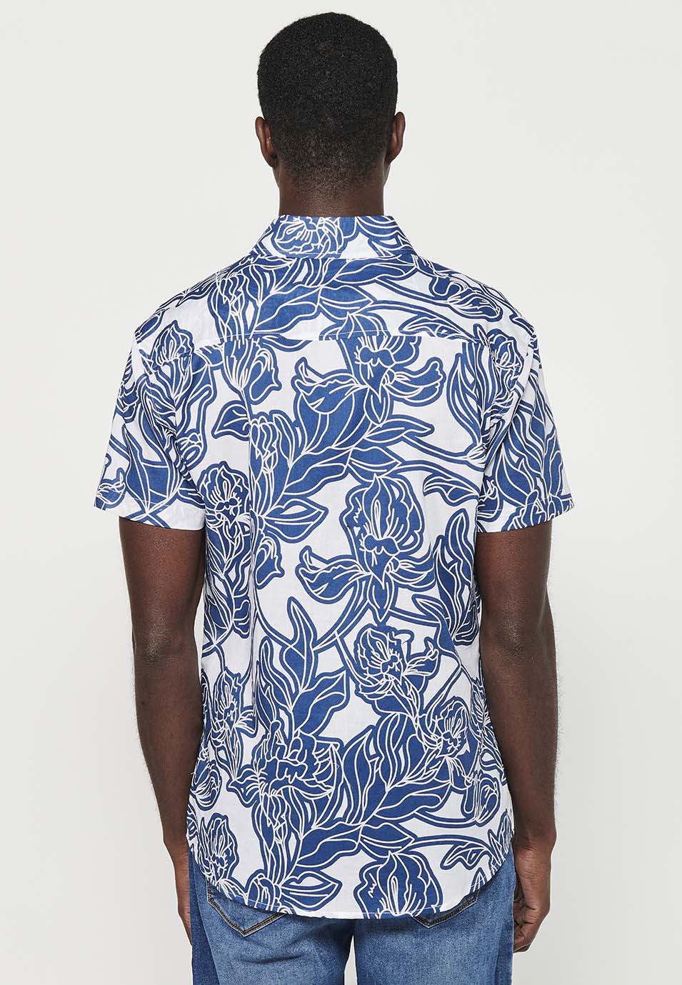 Camisa Hombre Manga Corta Estampado Floral Algodón – Koroshi 2411CC46