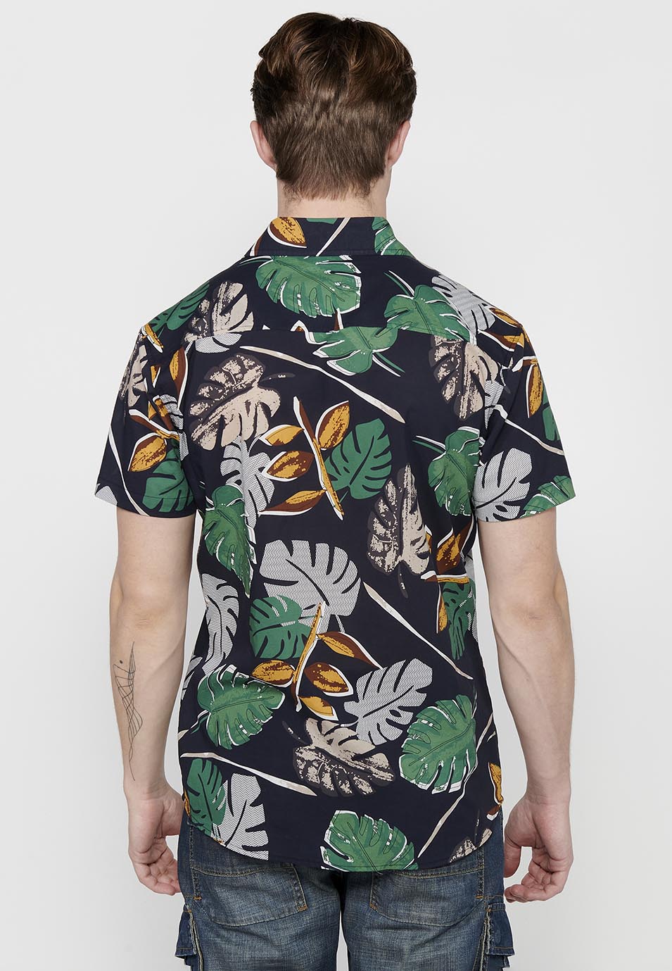 Camisa Hombre Manga Corta Estampado Floral Algodón – Koroshi 2411CC46