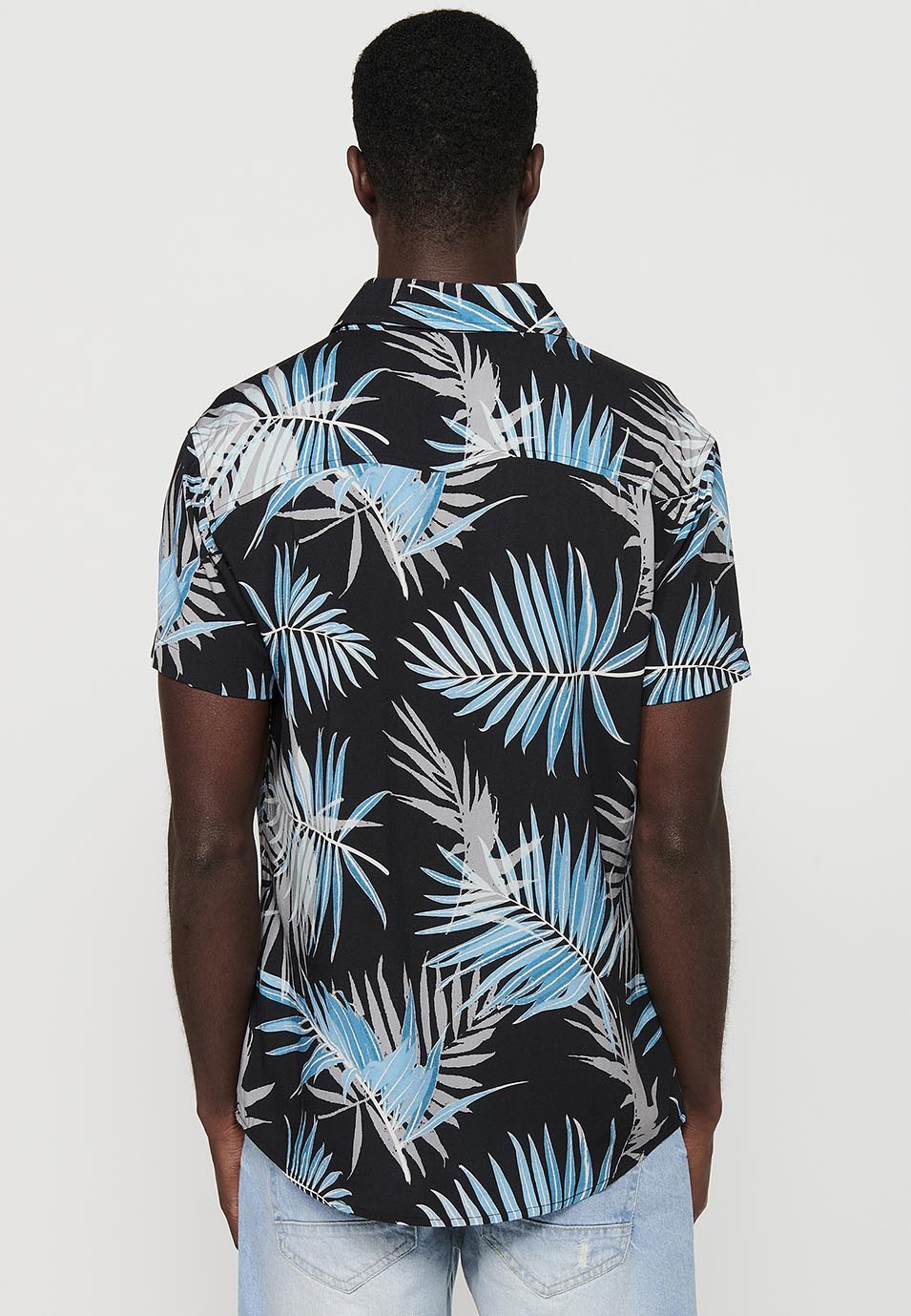 Camisa Hombre Manga Corta Estampado Tropical Viscosa – Koroshi 2411CC47