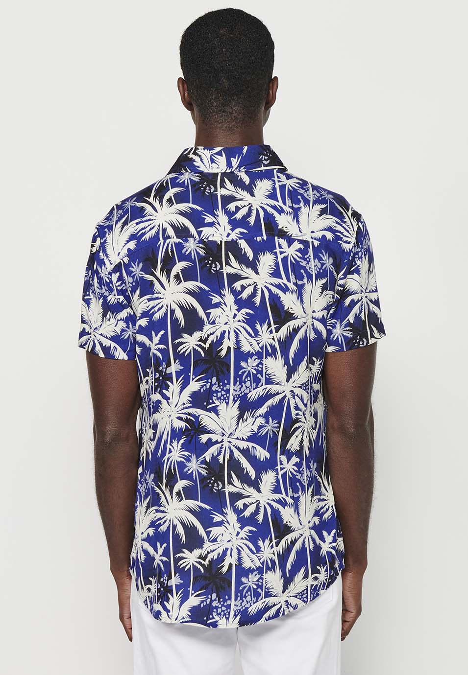 Camisa Hombre Manga Corta Estampado Tropical Viscosa – Koroshi 2411CC47