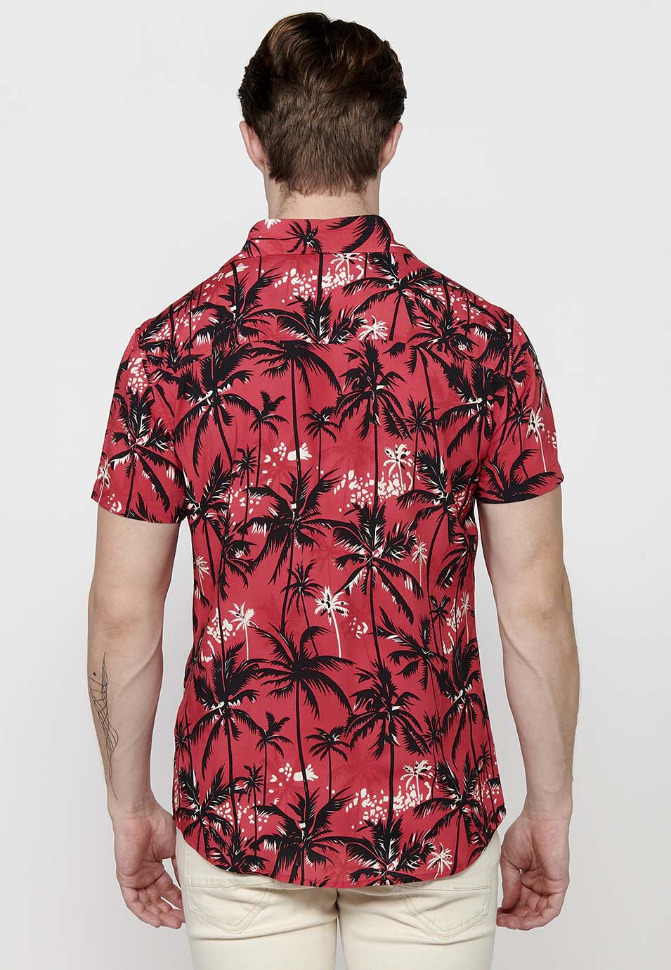 Camisa Hombre Manga Corta Estampado Tropical Viscosa – Koroshi 2411CC47