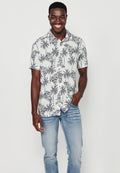 Camisa Hombre Manga Corta Estampado Tropical Palmeras Viscosa – Koroshi 2411CC50