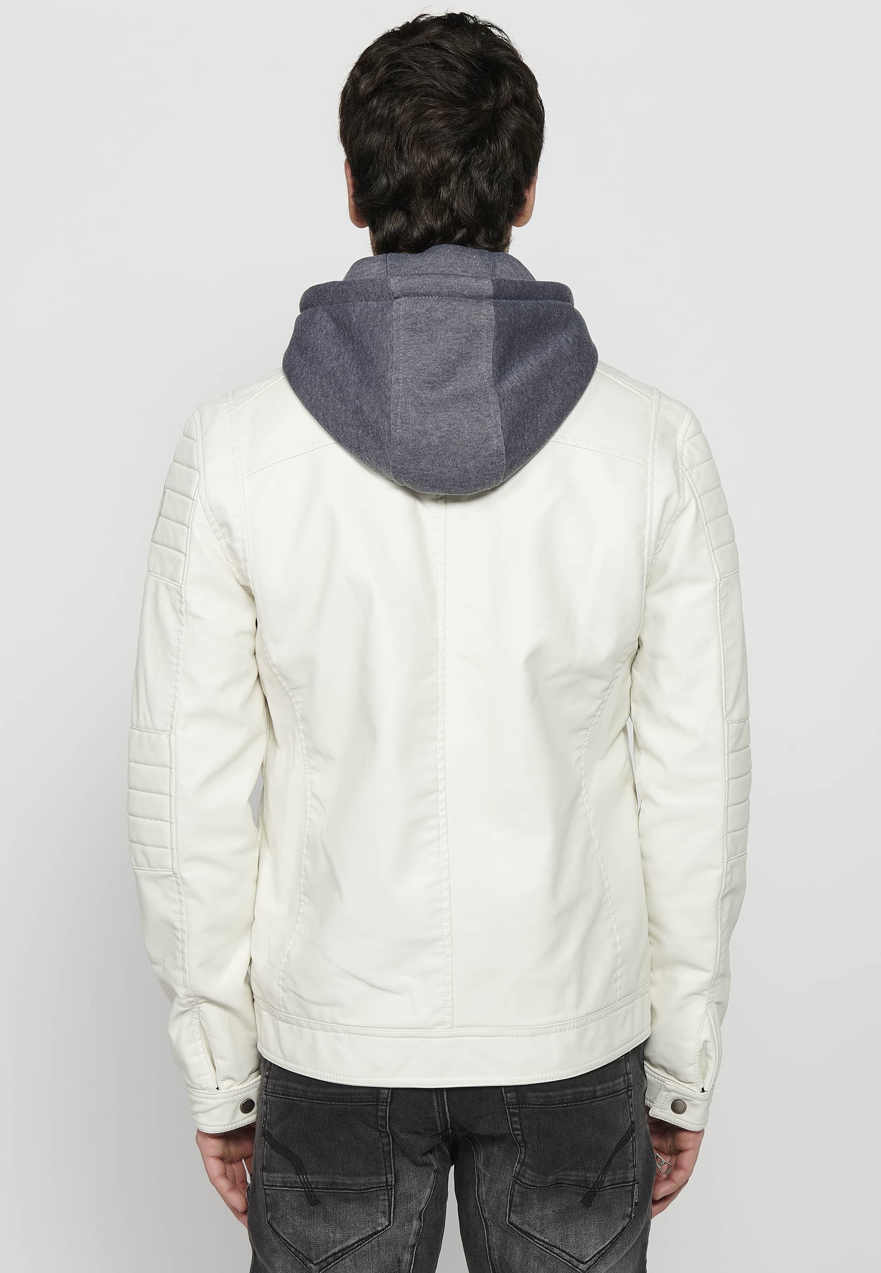 Chaqueta Biker Efecto Piel Capucha Desmontable Hombre – Koroshi 2411JA05