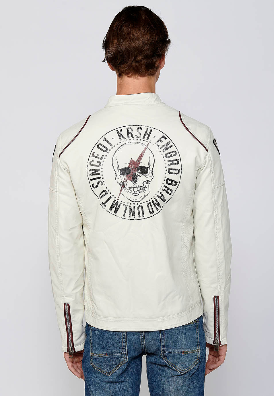 Cazadora Biker Efecto Piel Racing Hombre – Koroshi Cruda