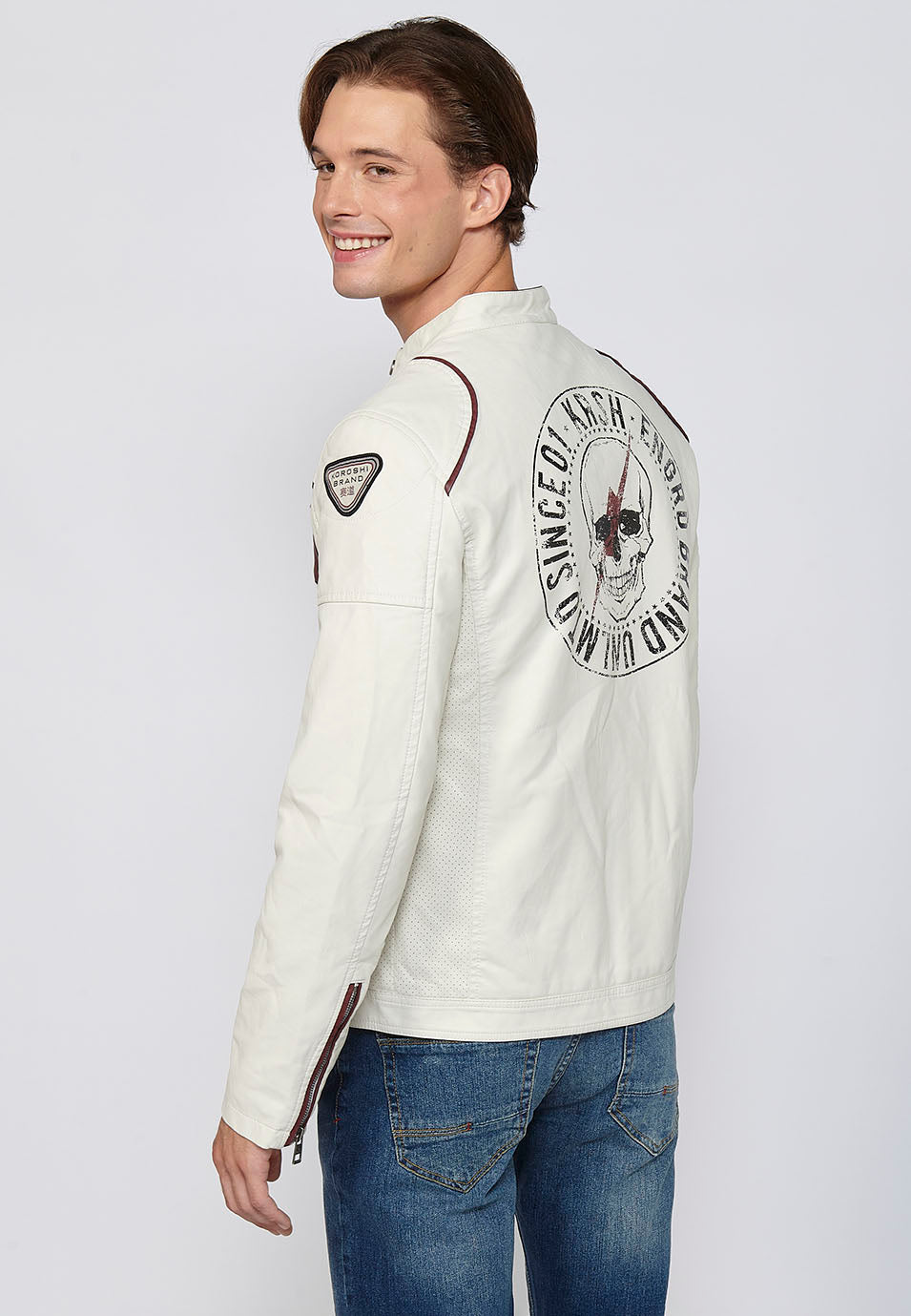 Cazadora Biker Efecto Piel Racing Hombre – Koroshi Cruda