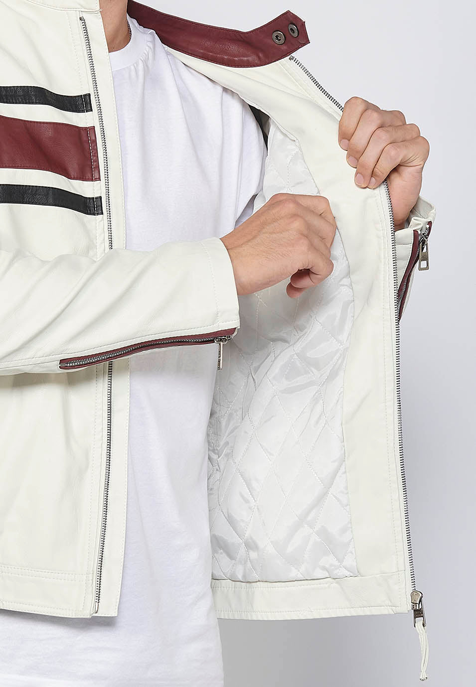 Cazadora Biker Efecto Piel Racing Hombre – Koroshi Cruda