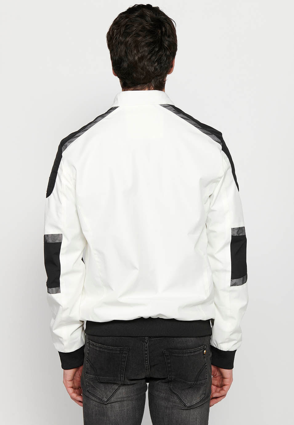 Cazadora Técnica Bomber Estilo Racing Hombre – Koroshi Blanca