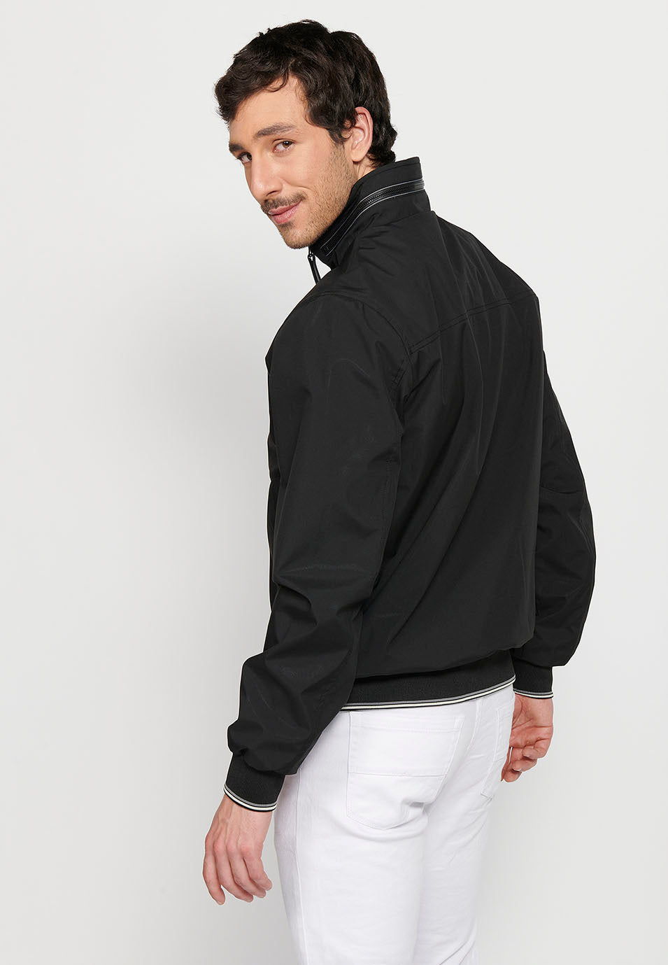 Cazadora Bomber Cuello Alto Acabados en Canalé Hombre – Koroshi 2411JA16