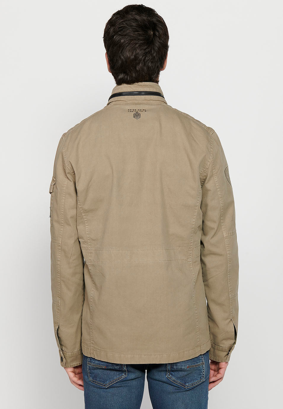 Chaqueta militar cuello alto con cremallera y botones Hombre – Koroshi 2411JA20