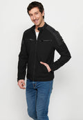 Cazadora biker cuello alto con cremallera Hombre Negra – Koroshi