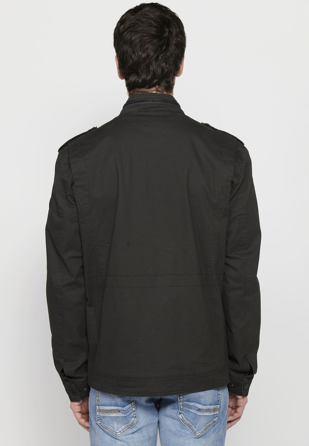 Sobrecamisa militar cuello alto con cremallera y bolsillos Hombre – Koroshi 2411JA26