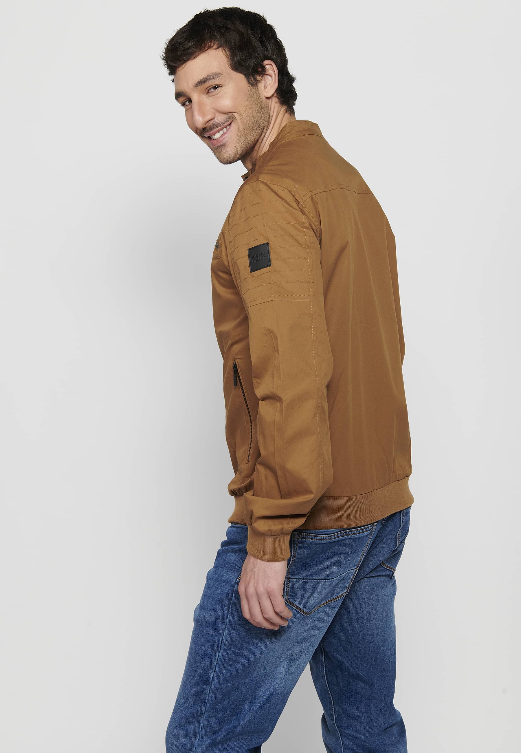 Cazadora bomber cuello alto con cremallera Hombre Tostado – Koroshi