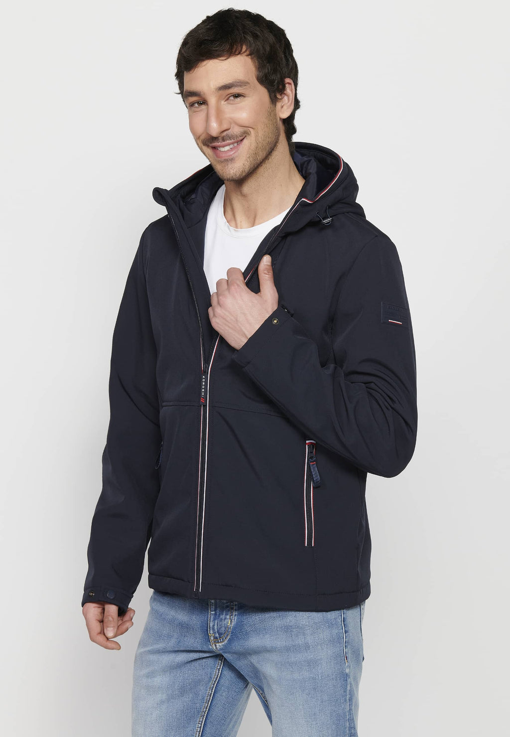 Chaqueta técnica con capucha y cremallera Hombre Azul Marino – Koroshi