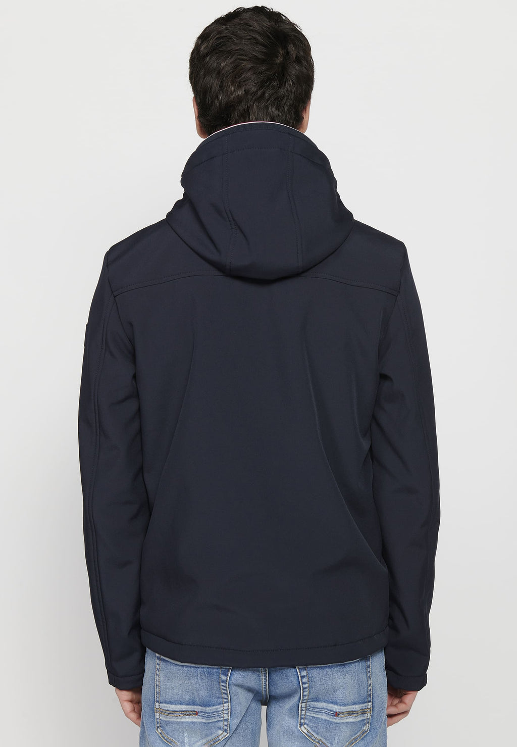 Chaqueta técnica con capucha y cremallera Hombre Azul Marino – Koroshi