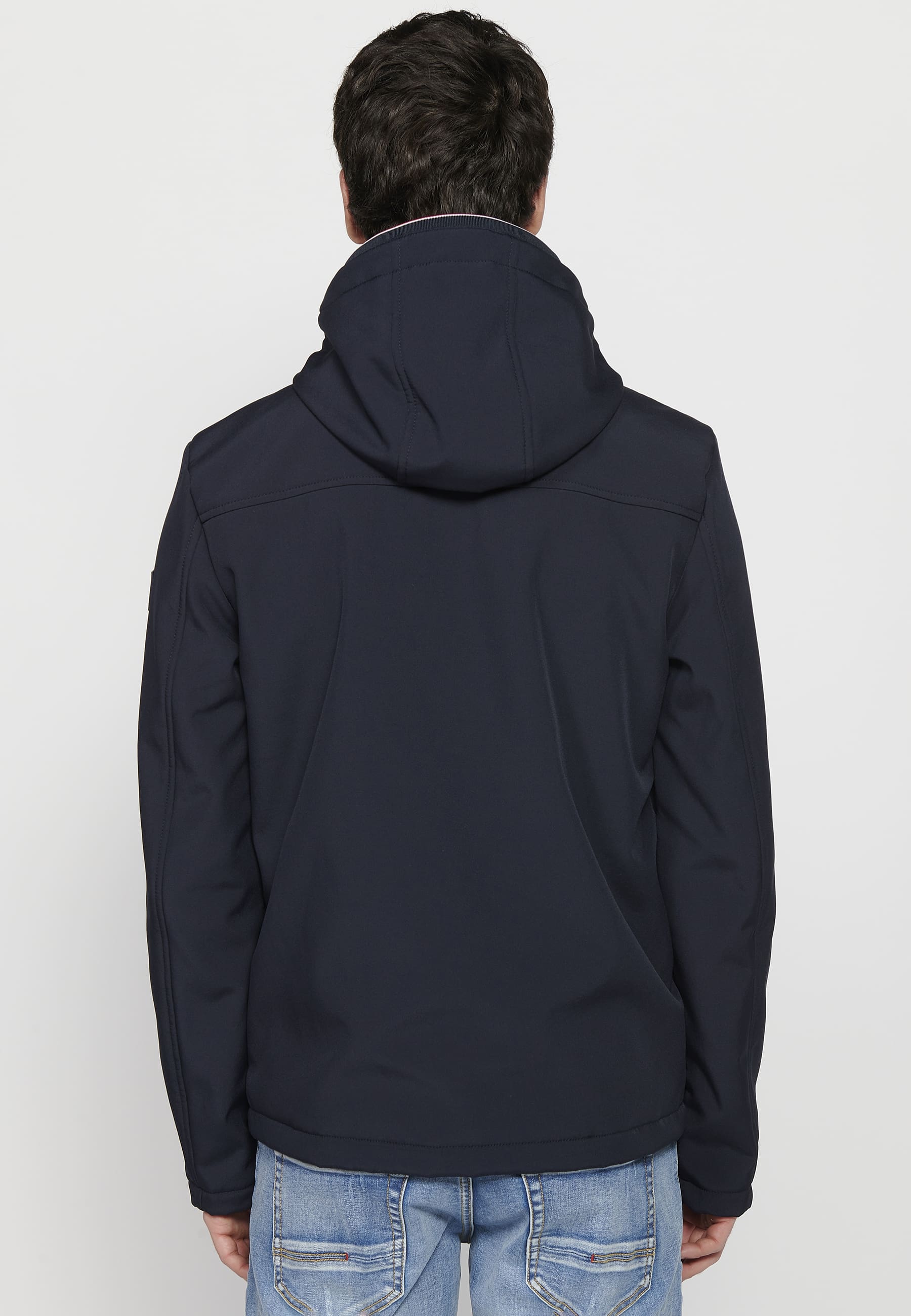 Chaqueta técnica con capucha y cremallera Hombre Azul Marino – Koroshi