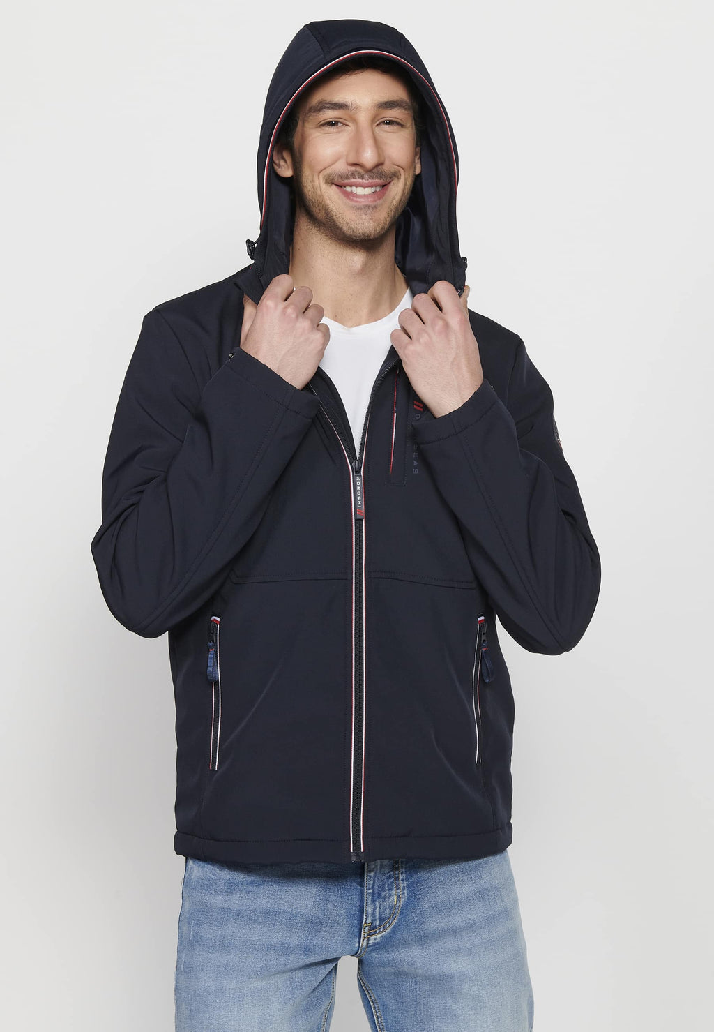 Chaqueta técnica con capucha y cremallera Hombre Azul Marino – Koroshi