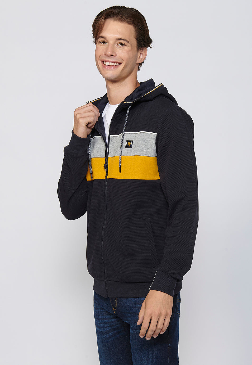 Chaqueta sudadera con capucha y cremallera Hombre Azul Marino – Koroshi