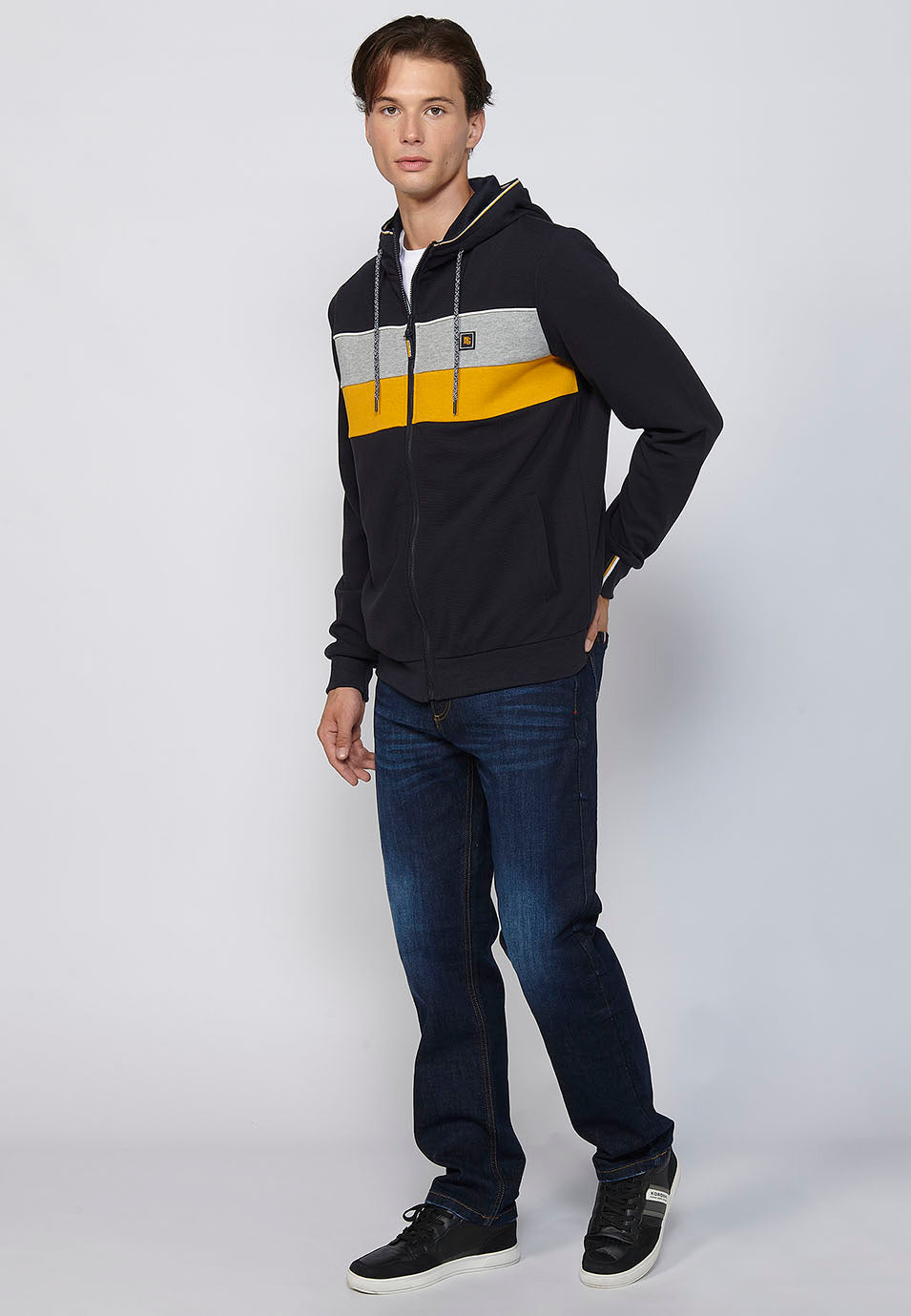 Chaqueta sudadera con capucha y cremallera Hombre Azul Marino – Koroshi
