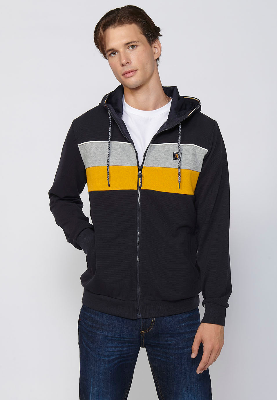 Chaqueta sudadera con capucha y cremallera Hombre Azul Marino – Koroshi