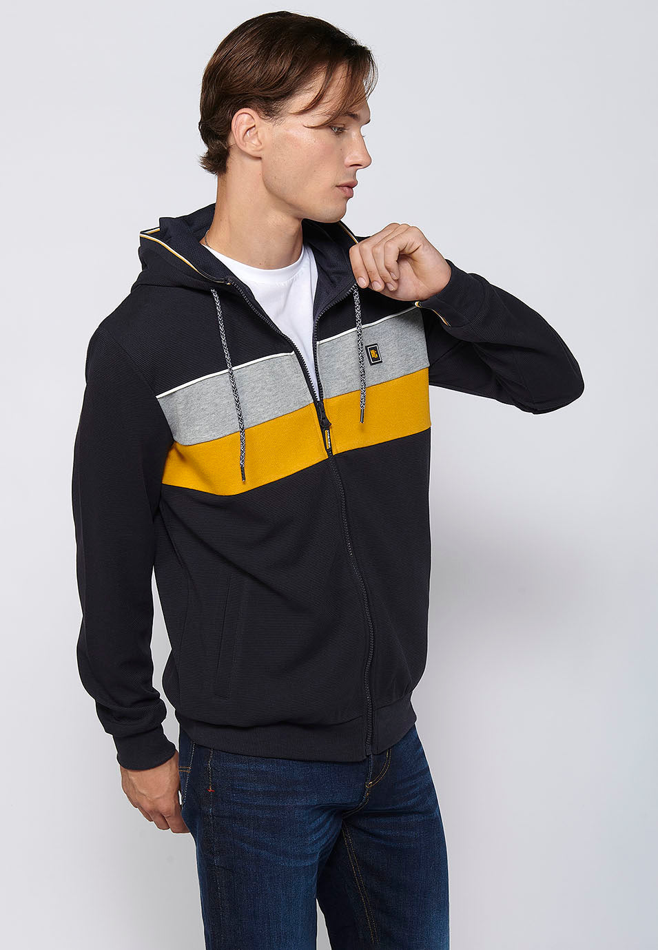 Chaqueta sudadera con capucha y cremallera Hombre Azul Marino – Koroshi
