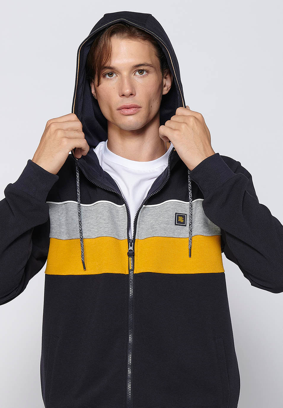 Chaqueta sudadera con capucha y cremallera Hombre Azul Marino – Koroshi